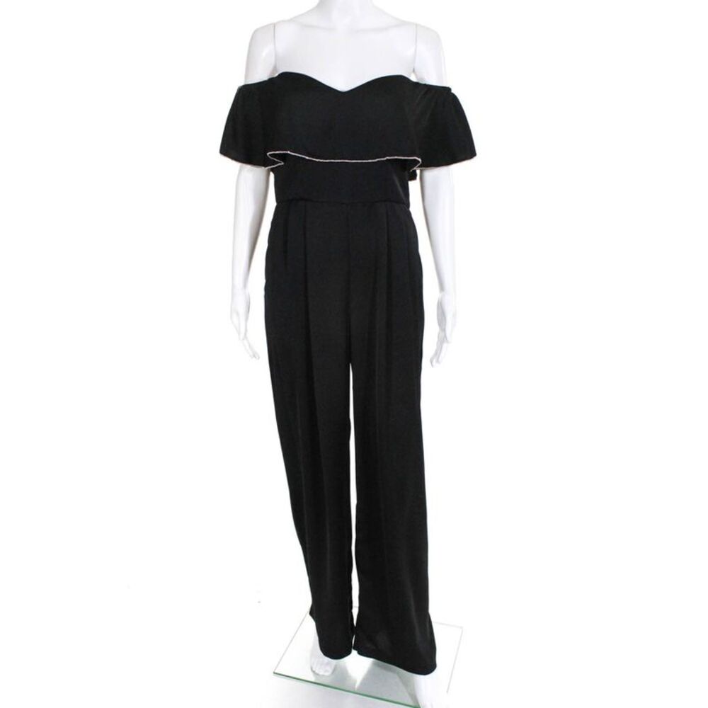 Devlin Womens Modern Trim Jumpsuit Off Shoulder Black Size 8 10850005